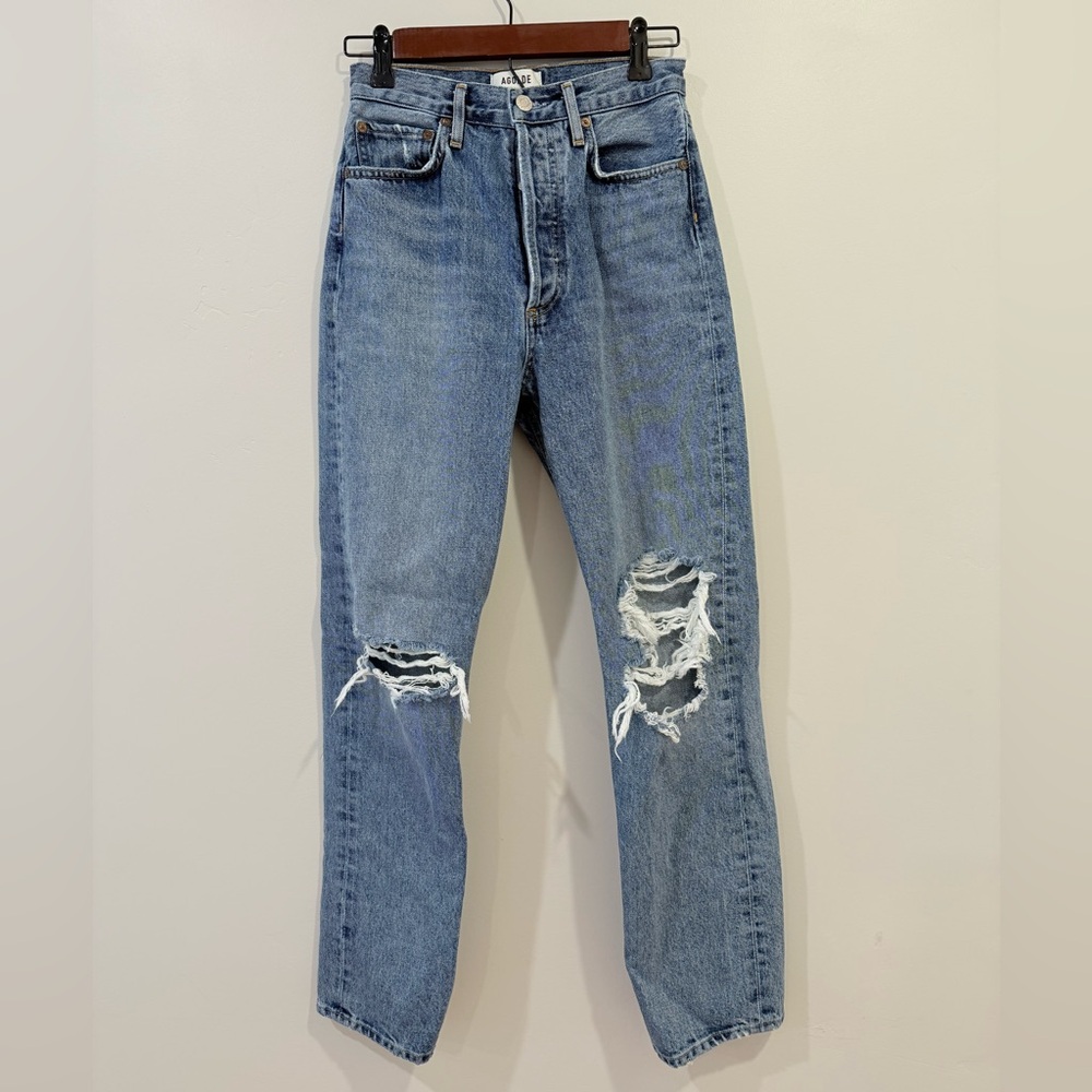 Agolde 90's Distressed Mid-Rise Straight Jeans Size 24